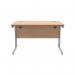 Polaris Rectangular Double Upright Cantilever Desk 1200x800x730mm Norwegian Beech/Silver KF822050 KF822050