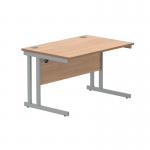 Polaris Rectangular Double Upright Cantilever Desk 1200x800x730mm Norwegian BeechSilver KF822050 KF822050