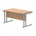 Polaris Rectangular Double Upright Cantilever Desk 1400x800x730mm Norwegian Beech/Silver KF822060 KF822060