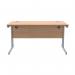 Polaris Rectangular Double Upright Cantilever Desk 1400x800x730mm Norwegian Beech/Silver KF822060 KF822060