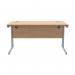 Polaris Rectangular Double Upright Cantilever Desk 1400x800x730mm Norwegian BeechSilver KF822060 KF822060