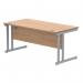 Polaris Rectangular Double Upright Cantilever Desk 1600x800x730mm Norwegian Beech/Silver KF822070 KF822070