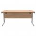 Polaris Rectangular Double Upright Cantilever Desk 1600x800x730mm Norwegian Beech/Silver KF822070 KF822070