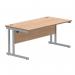 Polaris Rectangular Double Upright Cantilever Desk 1600x800x730mm Norwegian BeechSilver KF822070 KF822070