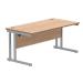 Polaris Rectangular Double Upright Cantilever Desk 1600x800x730mm Norwegian Beech/Silver KF822070 KF822070