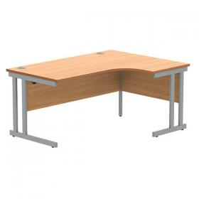 Polaris Right Hand Radial DU Cantilever Desk 1600x1200x730mm Norwegian Beech/Silver KF822090 KF822090