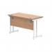 Polaris Rectangular Double Upright Cantilever Desk 1200x600x730mm Norwegian Beech/White KF822100 KF822100