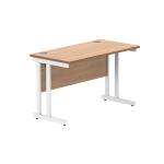 Polaris Rectangular Double Upright Cantilever Desk 1200x600x730mm Norwegian Beech/White KF822100 KF822100