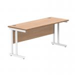 Polaris Rectangular Double Upright Cantilever Desk 1600x600x730mm Norwegian Beech/White KF822120 KF822120