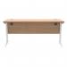 Polaris Rectangular Double Upright Cantilever Desk 1600x600x730mm Norwegian Beech/White KF822120 KF822120