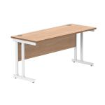 Polaris Rectangular Double Upright Cantilever Desk 1600x600x730mm Norwegian Beech/White KF822120 KF822120