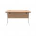 Polaris Rectangular Double Upright Cantilever Desk 1200x800x730mm Norwegian Beech/White KF822130 KF822130