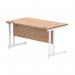 Polaris Rectangular Double Upright Cantilever Desk 1400x800x730mm Norwegian Beech/White KF822140 KF822140