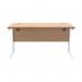 Polaris Rectangular Double Upright Cantilever Desk 1400x800x730mm Norwegian Beech/White KF822140 KF822140