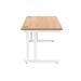 Polaris Rectangular Double Upright Cantilever Desk 1400x800x730mm Norwegian BeechWhite KF822140 KF822140