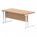 Polaris Rectangular Double Upright Cantilever Desk 1600x800x730mm Norwegian Beech/White KF822150 KF822150