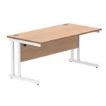 Polaris Rectangular Double Upright Cantilever Desk 1600x800x730mm Norwegian Beech/White KF822150 KF822150