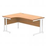 Polaris Left Hand Radial DU Cantilever Desk 1600x1200x730mm Norwegian Beech/White KF822160 KF822160