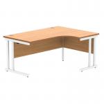 Polaris Right Hand Radial DU Cantilever Desk 1600x1200x730mm Norwegian Beech/White KF822170 KF822170