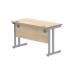 Polaris Rectangular Double Upright Cantilever Desk 1200x600x730mm Canadian Oak/Silver KF822180 KF822180