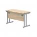 Polaris Rectangular Double Upright Cantilever Desk 1200x600x730mm Canadian OakSilver KF822180 KF822180