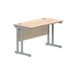 Polaris Rectangular Double Upright Cantilever Desk 1200x600x730mm Canadian Oak/Silver KF822180 KF822180