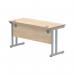 Polaris Rectangular Double Upright Cantilever Desk 1400x600x730mm Canadian Oak/Silver KF822190 KF822190