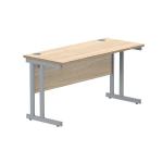 Polaris Rectangular Double Upright Cantilever Desk 1400x600x730mm Canadian Oak/Silver KF822190 KF822190