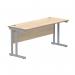 Polaris Rectangular Double Upright Cantilever Desk 1600x600x730mm Canadian Oak/Silver KF822200 KF822200