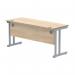 Polaris Rectangular Double Upright Cantilever Desk 1600x600x730mm Canadian Oak/Silver KF822200 KF822200