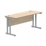 Polaris Rectangular Double Upright Cantilever Desk 1600x600x730mm Canadian OakSilver KF822200 KF822200