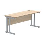 Polaris Rectangular Double Upright Cantilever Desk 1600x600x730mm Canadian Oak/Silver KF822200 KF822200