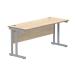 Polaris Rectangular Double Upright Cantilever Desk 1600x600x730mm Canadian Oak/Silver KF822200 KF822200
