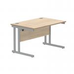 Polaris Rectangular Double Upright Cantilever Desk 1200x800x730mm Canadian OakSilver KF822210 KF822210