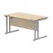 Polaris Rectangular Double Upright Cantilever Desk 1400x800x730mm Canadian Oak/Silver KF822220 KF822220