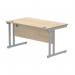 Polaris Rectangular Double Upright Cantilever Desk 1400x800x730mm Canadian OakSilver KF822220 KF822220