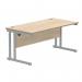 Polaris Rectangular Double Upright Cantilever Desk 1600x800x730mm Canadian Oak/Silver KF822230 KF822230