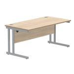Polaris Rectangular Double Upright Cantilever Desk 1600x800x730mm Canadian Oak/Silver KF822230 KF822230