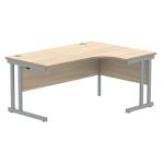 Polaris Right Hand Radial DU Cantilever Desk 1600x1200x730mm Canadian Oak/Silver KF822250 KF822250