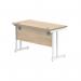 Polaris Rectangular Double Upright Cantilever Desk 1200x600x730mm Canadian Oak/White KF822260 KF822260