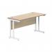 Polaris Rectangular Double Upright Cantilever Desk 1400x600x730mm Canadian Oak/White KF822270 KF822270