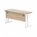 Polaris Rectangular Double Upright Cantilever Desk 1400x600x730mm Canadian Oak/White KF822270 KF822270