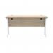 Polaris Rectangular Double Upright Cantilever Desk 1400x600x730mm Canadian Oak/White KF822270 KF822270