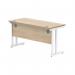 Polaris Rectangular Double Upright Cantilever Desk 1400x600x730mm Canadian OakWhite KF822270 KF822270