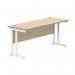 Polaris Rectangular Double Upright Cantilever Desk 1600x600x730mm Canadian OakWhite KF822280 KF822280