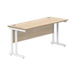Polaris Rectangular Double Upright Cantilever Desk 1600x600x730mm Canadian Oak/White KF822280 KF822280