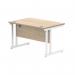 Polaris Rectangular Double Upright Cantilever Desk 1200x800x730mm Canadian Oak/White KF822290 KF822290