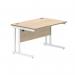 Polaris Rectangular Double Upright Cantilever Desk 1200x800x730mm Canadian OakWhite KF822290 KF822290