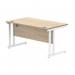 Polaris Rectangular Double Upright Cantilever Desk 1400x800x730mm Canadian Oak/White KF822300 KF822300