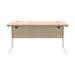 Polaris Rectangular Double Upright Cantilever Desk 1400x800x730mm Canadian Oak/White KF822300 KF822300